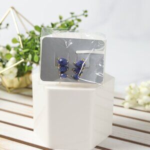 Blue Pear Cut Gold Earrings - NWT